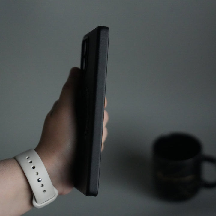 Galaxy S24 Ultra PU Leather Case with Metal Camera Frame & 360° Rotating Metal Stand