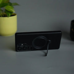 Galaxy S25 Ultra PU Leather Case with Metal Camera Frame & 360° Rotating Metal Stand