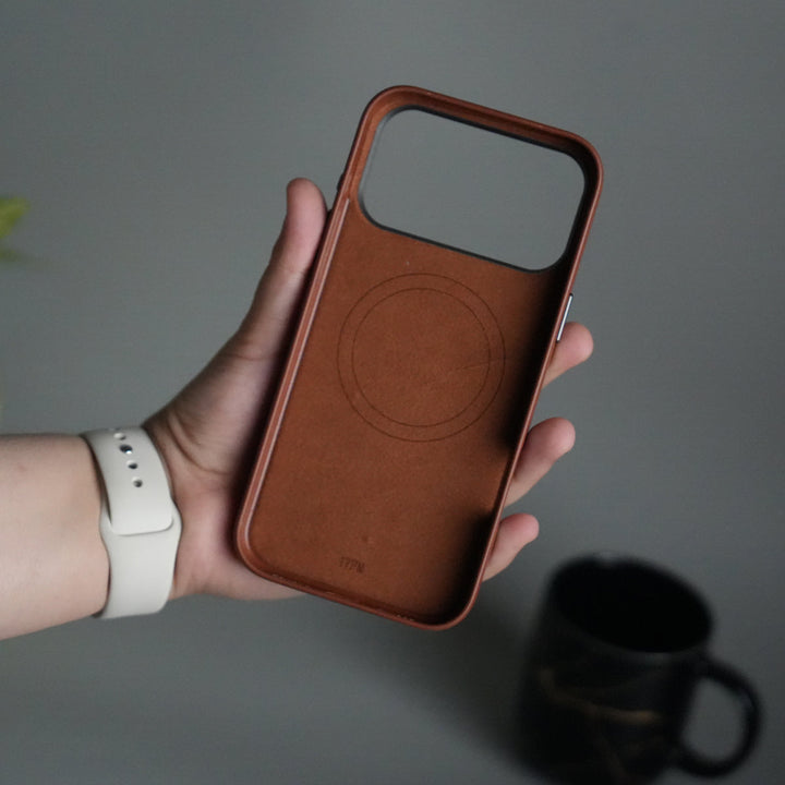 iPhone 17 Pro Max PU Leather Case with Metal Camera Frame & 360° Rotating Metal Stand