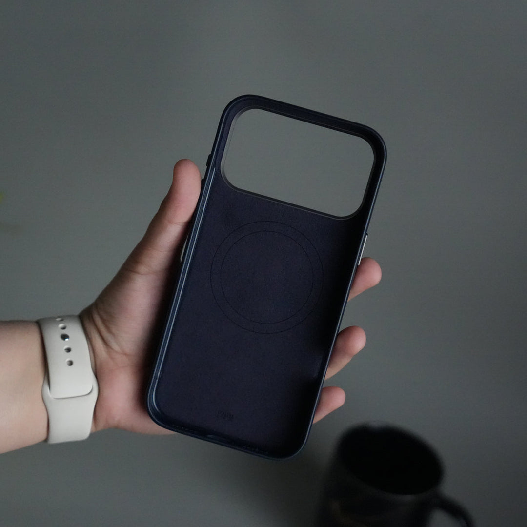 iPhone 17 Pro Max PU Leather Case with Metal Camera Frame & 360° Rotating Metal Stand