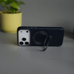 iPhone 17 Pro PU Leather Case with Metal Camera Frame & 360° Rotating Metal Stand