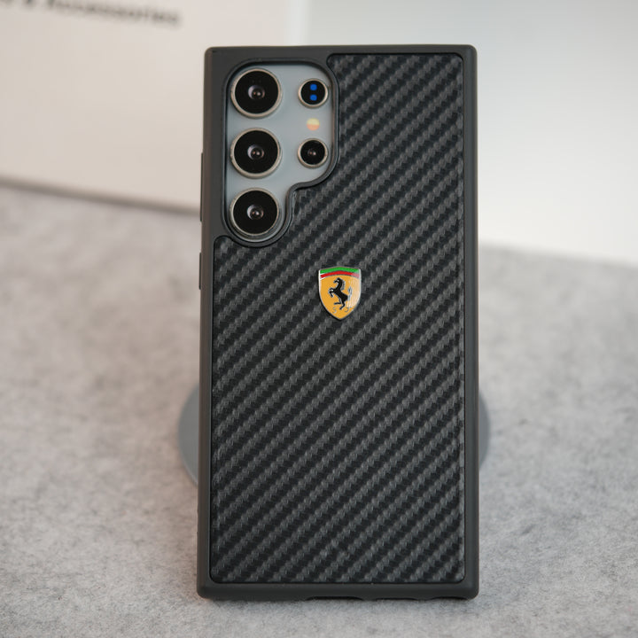 Samsung Galaxy S24 Ultra FR Sports Car Logo Carbon Fiber Texture Case Cover