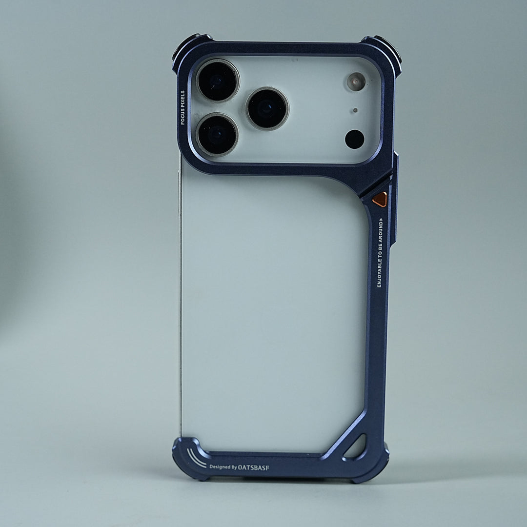 iPhone 17 Series Aluminum Alloy Metal Bumper Frame with Foldable Stand