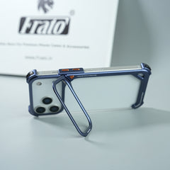 iPhone 17 Series Aluminum Alloy Metal Bumper Frame with Foldable Stand