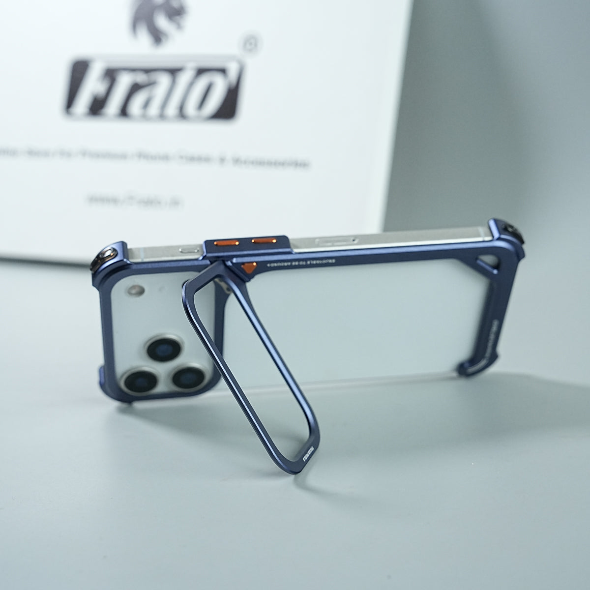 iPhone 17 Series Aluminum Alloy Metal Bumper Frame with Foldable Stand