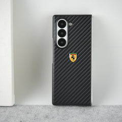 Samsung Galaxy Z Fold 5 FR Sports Car Logo Carbon Fiber Texture Case Cover