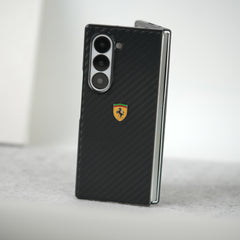 Samsung Galaxy Z Fold 5 FR Sports Car Logo Carbon Fiber Texture Case Cover
