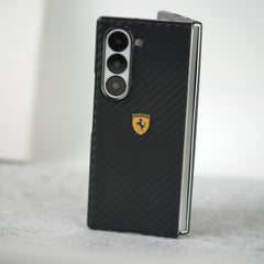 Samsung Galaxy Z Fold 5 FR Sports Car Logo Carbon Fiber Texture Case Cover