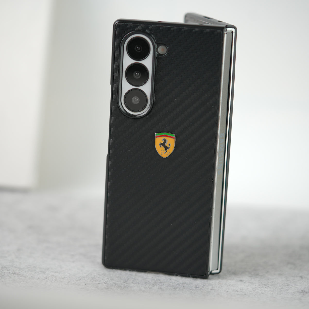 Samsung Galaxy Z Fold 5 FR Sports Car Logo Carbon Fiber Texture Case Cover