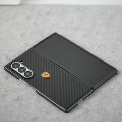 Samsung Galaxy Z Fold 5 FR Sports Car Logo Carbon Fiber Texture Case Cover