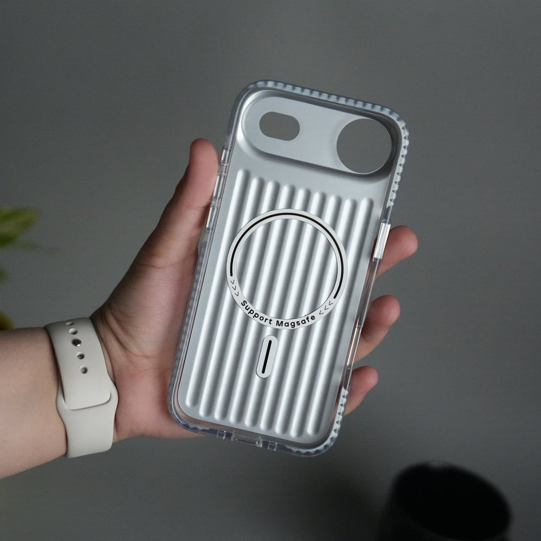 iPhone 17 Air MagSafe Suitcase Design Case | Shockproof Ribbed Texture Back Cover