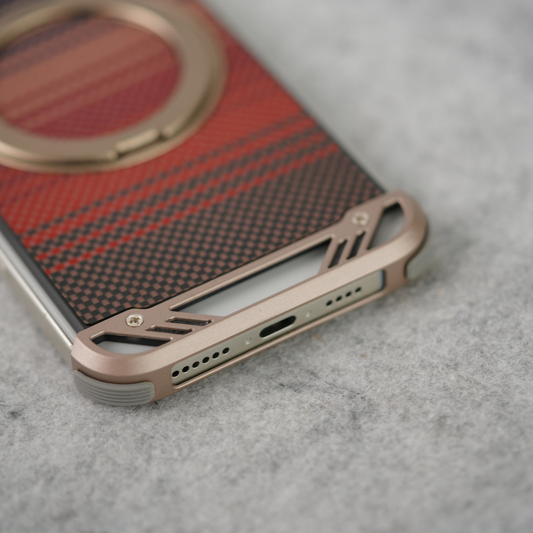 iPhone 16 Pro Max Aramid Fiber Metal Case With Rotating Stand Desert Titanium