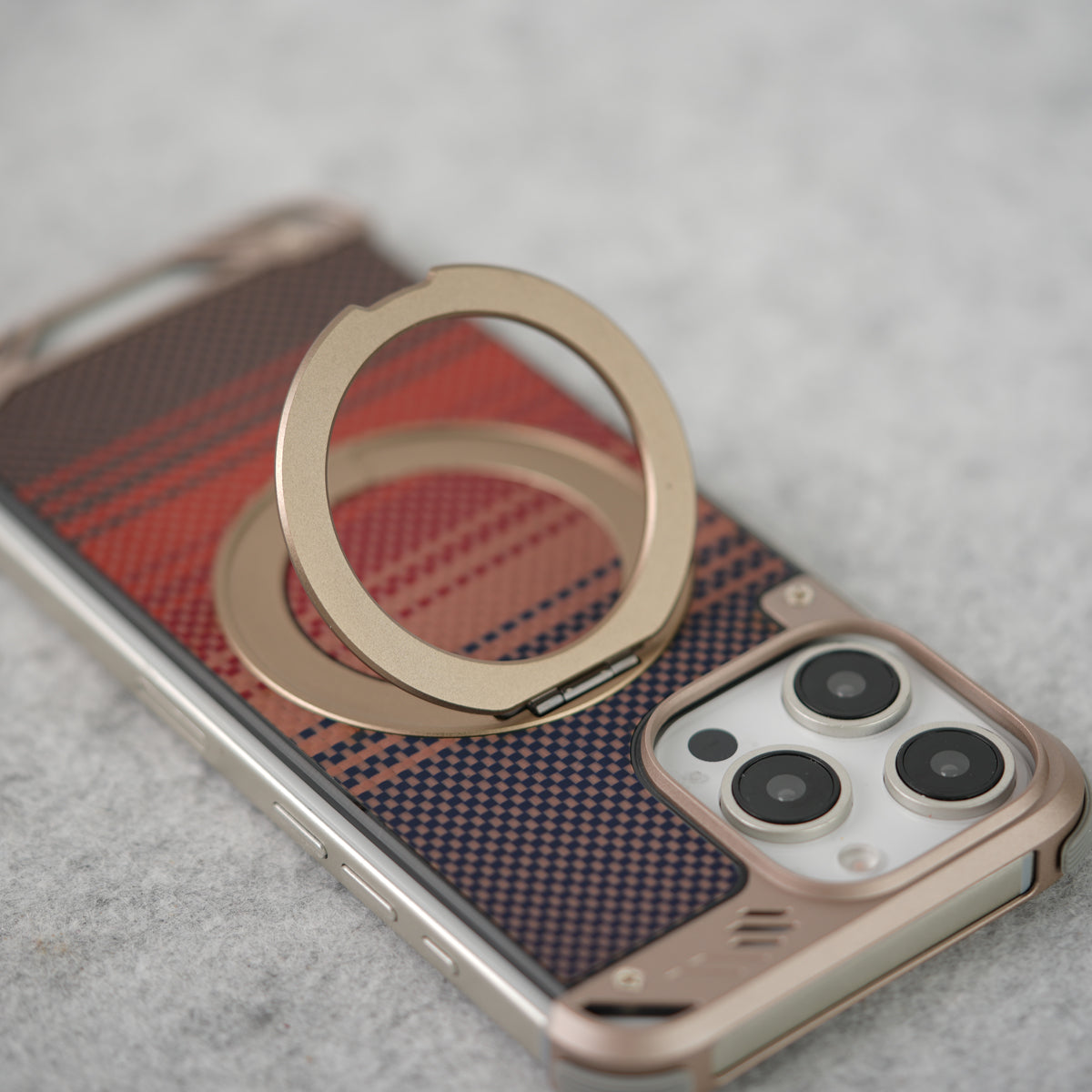 iPhone 16 Pro Max Aramid Fiber Metal Case With Rotating Stand Desert Titanium