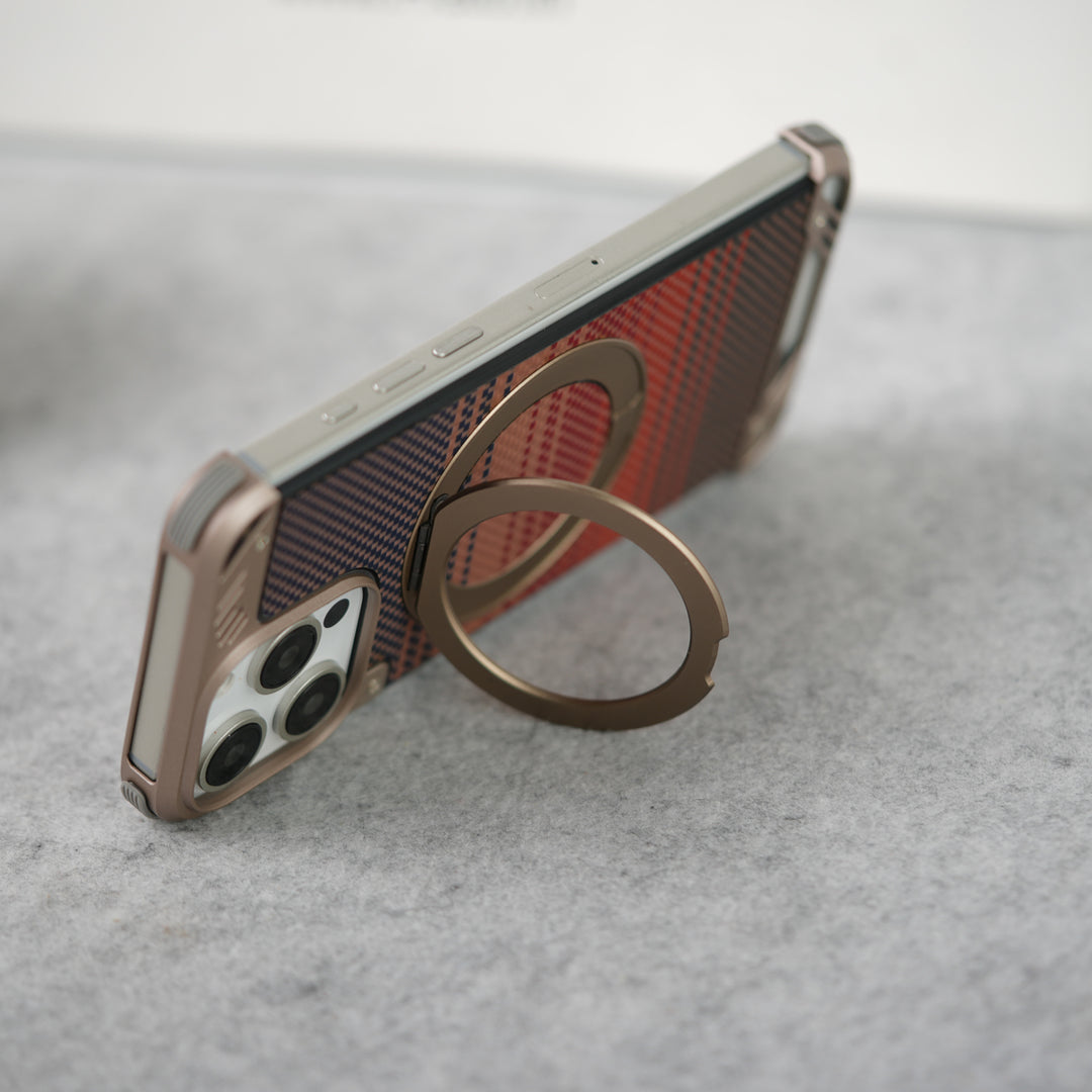 iPhone 16 Pro Max Aramid Fiber Metal Case With Rotating Stand Desert Titanium