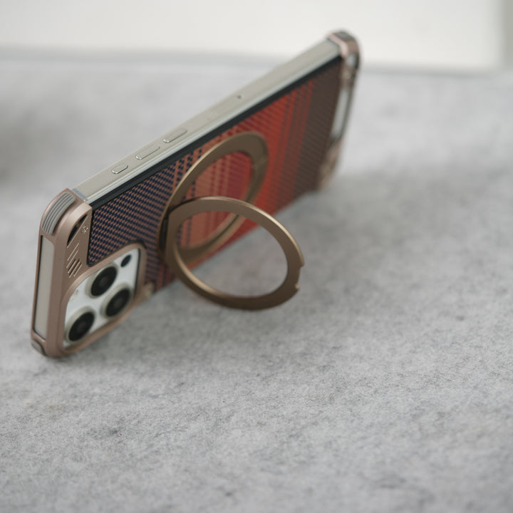iPhone 16 Pro Max Aramid Fiber Metal Case With Rotating Stand Desert Titanium