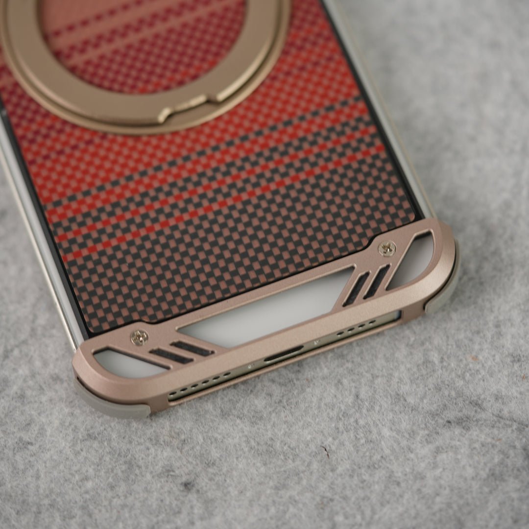 iPhone 16 Pro Max Aramid Fiber Metal Case With Rotating Stand Desert Titanium