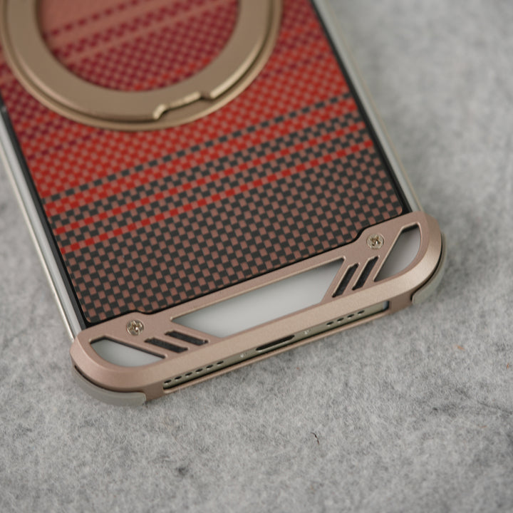 iPhone 16 Pro Max Aramid Fiber Metal Case With Rotating Stand Desert Titanium