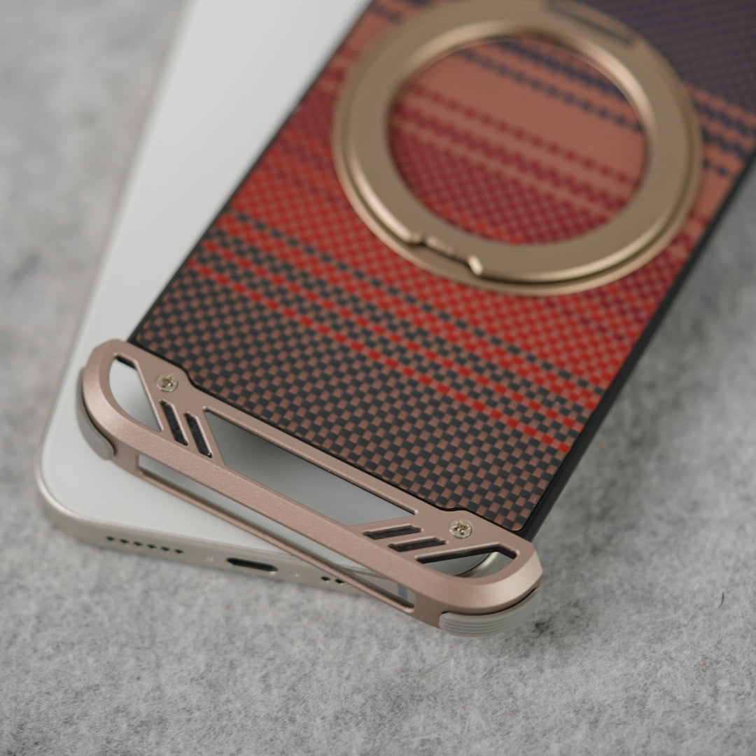iPhone 16 Pro Max Aramid Fiber Metal Case With Rotating Stand Desert Titanium