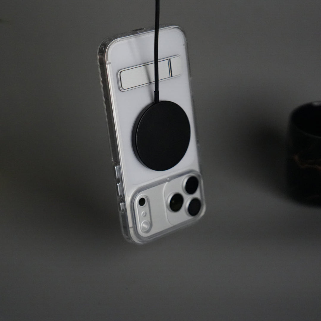 iPhone 17 Series Transparent Bottom Metal Stand MagSafe Supported Case Cover