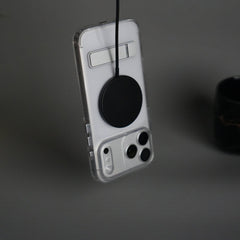 iPhone 17 Series Transparent Bottom Metal Stand MagSafe Supported Case Cover