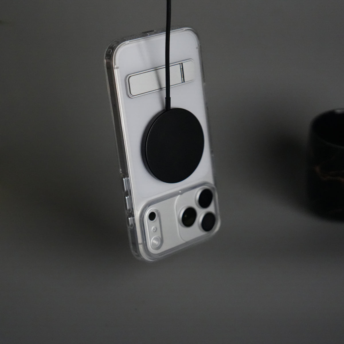 iPhone 17 Series Transparent Bottom Metal Stand MagSafe Supported Case Cover