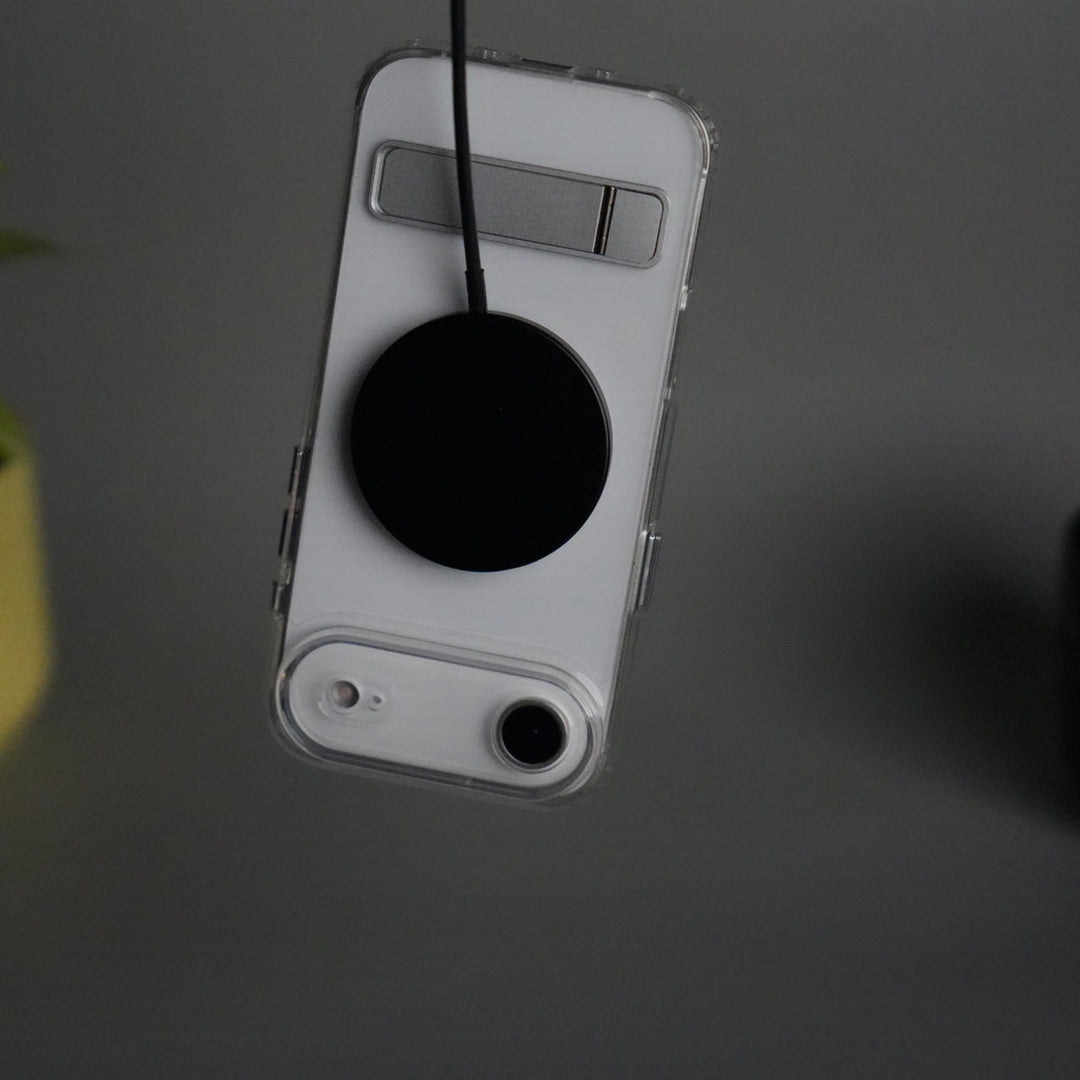 iPhone 17 Series Transparent Bottom Metal Stand MagSafe Supported Case Cover