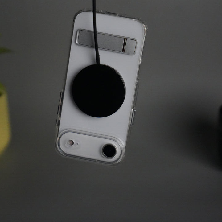 iPhone 17 Series Transparent Bottom Metal Stand MagSafe Supported Case Cover