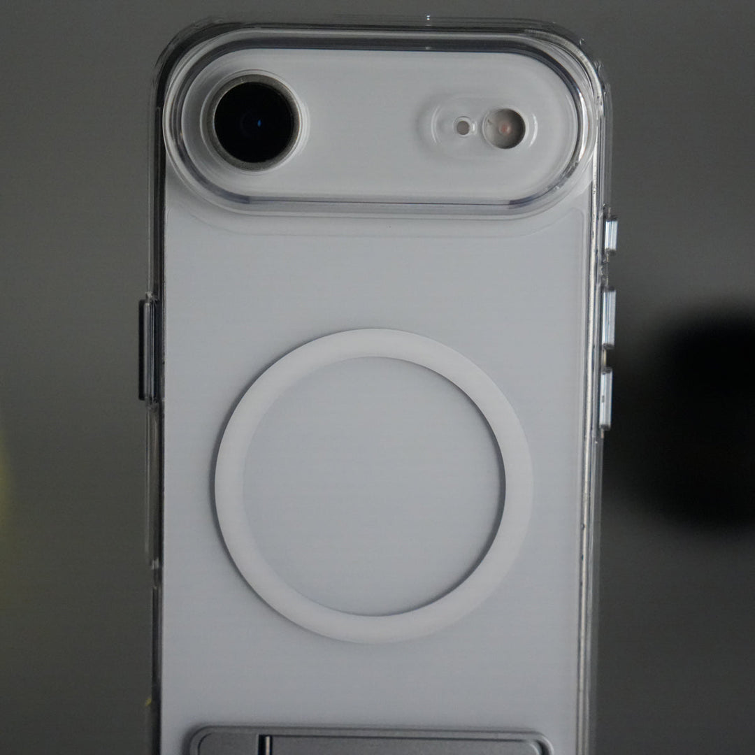 iPhone 17 Series Transparent Bottom Metal Stand MagSafe Supported Case Cover