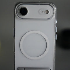 iPhone 17 Series Transparent Bottom Metal Stand MagSafe Supported Case Cover