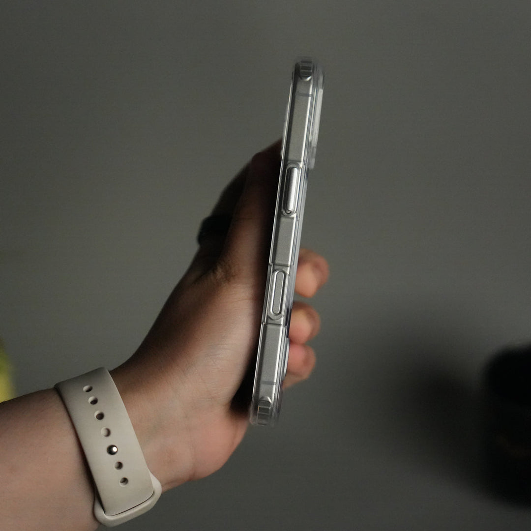 iPhone 17 Series Transparent Bottom Metal Stand MagSafe Supported Case Cover