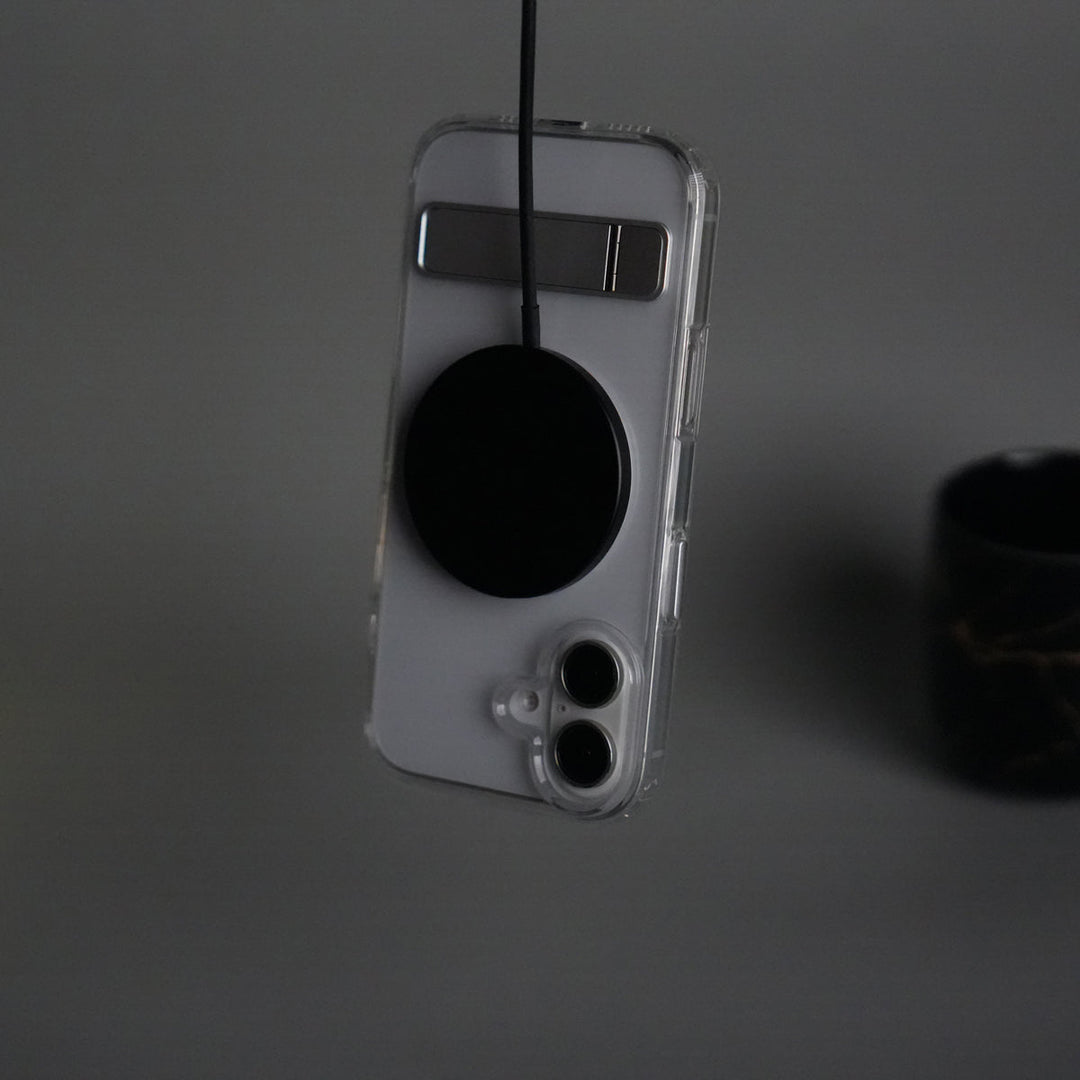 iPhone 17 Series Transparent Bottom Metal Stand MagSafe Supported Case Cover