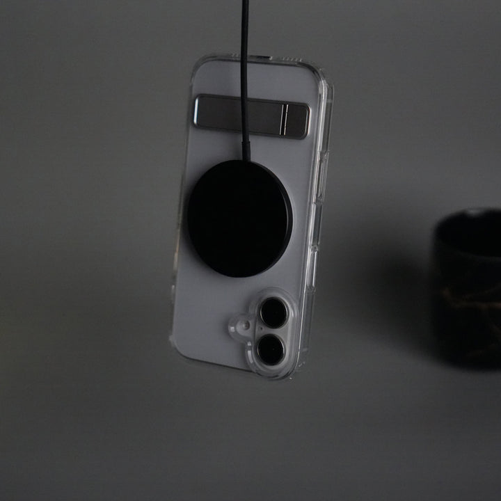 iPhone 17 Series Transparent Bottom Metal Stand MagSafe Supported Case Cover