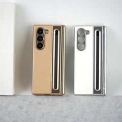 Samsung Galaxy Z Fold 5 Leather Plating front Glass Protection Hinge Case Folding Cover