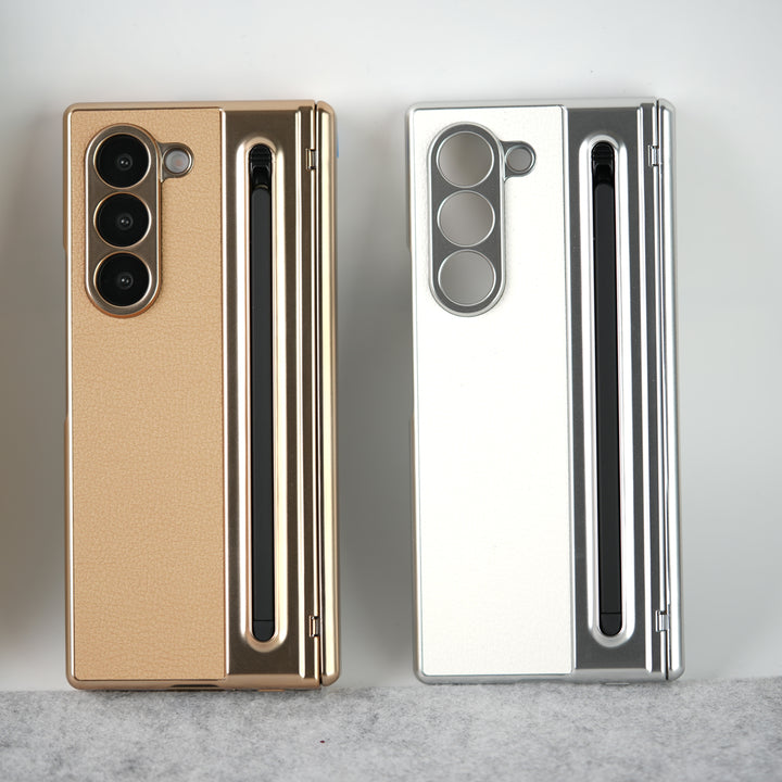 Samsung Galaxy Z Fold Series Leather Plating front Glass Protection Hinge Case Folding Cover