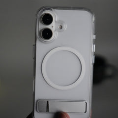 iPhone 17 Series Transparent Bottom Metal Stand MagSafe Supported Case Cover