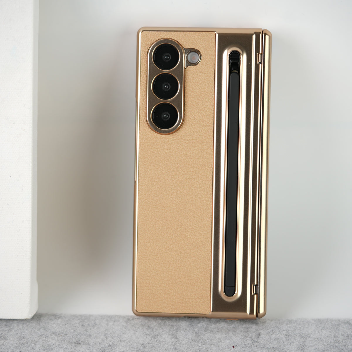 Samsung Galaxy Z Fold 5 Leather Plating front Glass Protection Hinge Case Folding Cover