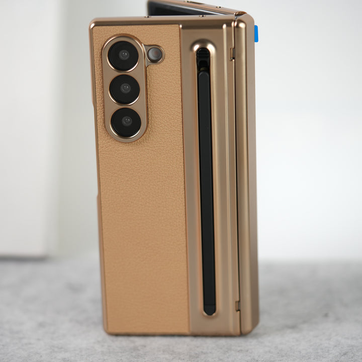 Samsung Galaxy Z Fold Series Leather Plating front Glass Protection Hinge Case Folding Cover