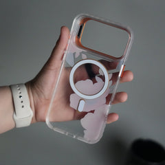 iPhone 17 Pro Max FloraCrystal Clear Floral Design Case with Color Metal Camera Stand Frame