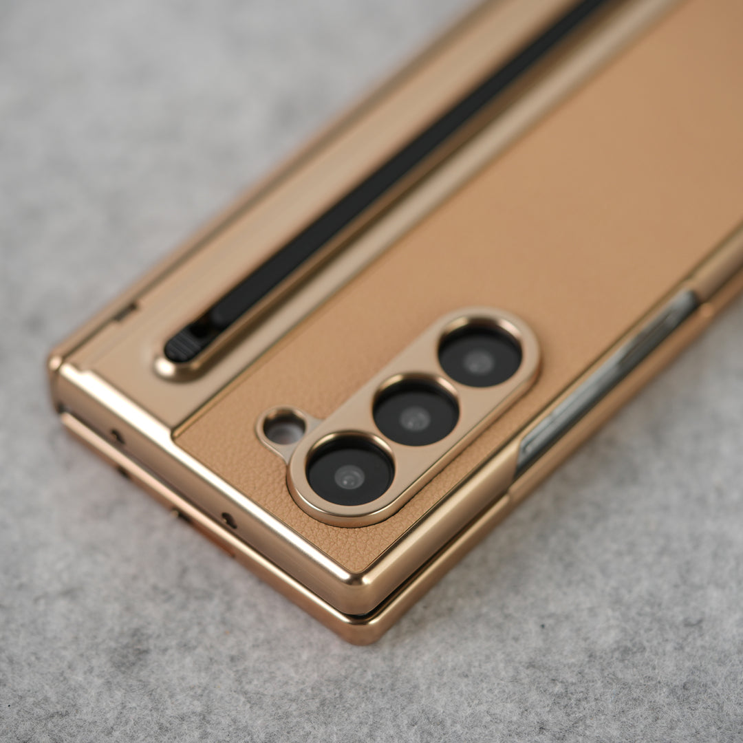 Samsung Galaxy Z Fold Series Leather Plating front Glass Protection Hinge Case Folding Cover