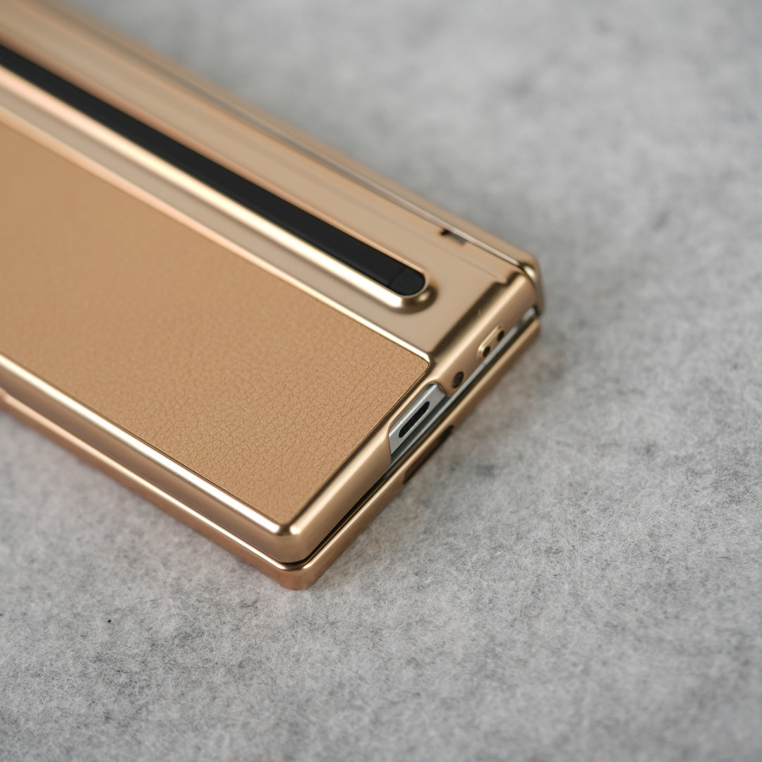 Samsung Galaxy Z Fold Series Leather Plating front Glass Protection Hinge Case Folding Cover