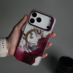 iPhone 17 Pro Max FloraCrystal Clear Floral Design Case with Color Metal Camera Stand Frame