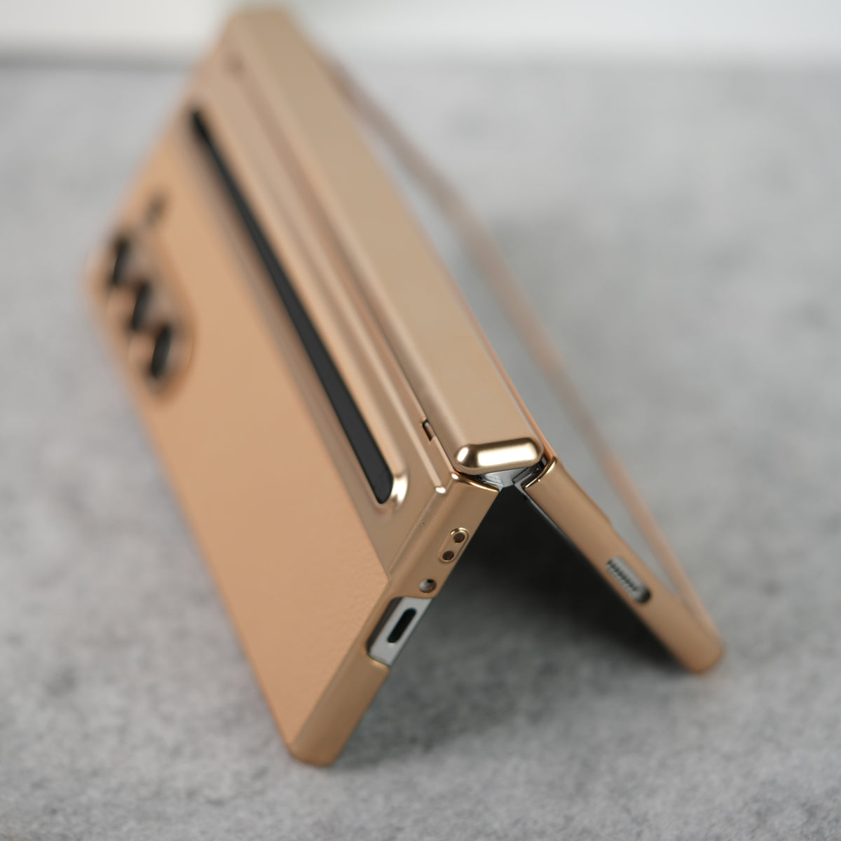 Samsung Galaxy Z Fold 5 Leather Plating front Glass Protection Hinge Case Folding Cover