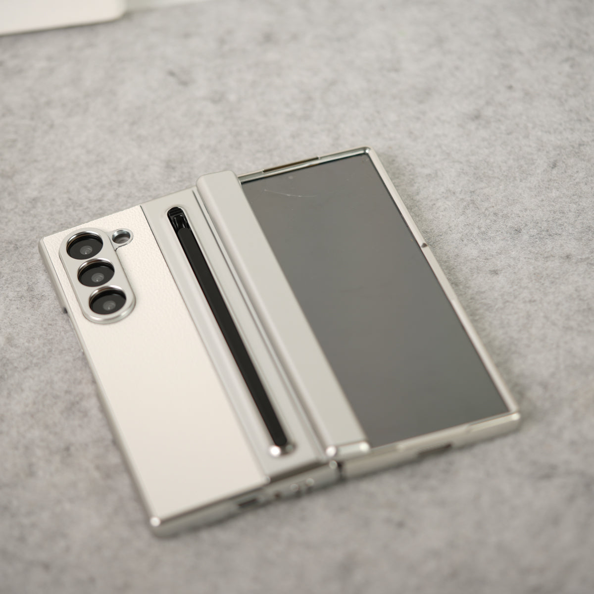 Samsung Galaxy Z Fold 5 Leather Plating front Glass Protection Hinge Case Folding Cover