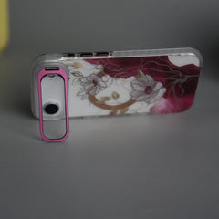 iPhone 17 Air FloraCrystal Clear Floral Design Case with Color Metal Camera Stand Frame