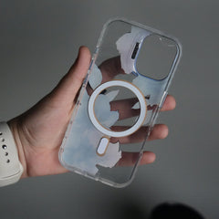 iPhone 16 FloraCrystal Clear Floral Design Case with Color Metal Camera Stand Frame