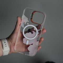 iPhone 16 Pro Max FloraCrystal Clear Floral Design Case with Color Metal Camera Stand Frame