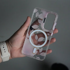 Galaxy S24 FloraCrystal Clear Floral Design Case with Color Metal Camera Stand Frame