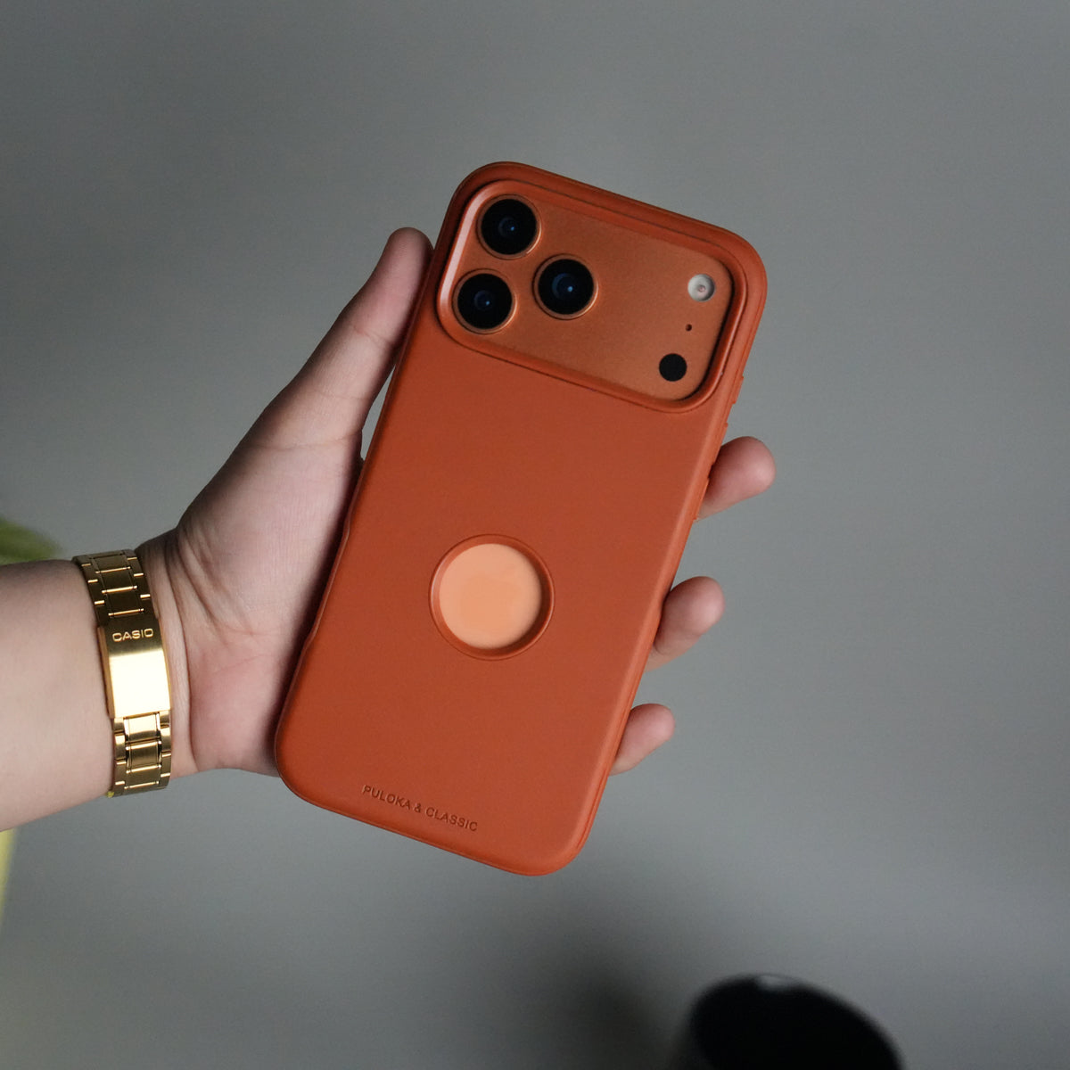 iPhone 17 Pro PU Leather Logo Cut Plain Case Premium Finish Cover