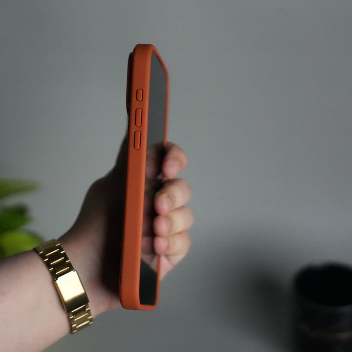 iPhone 17 Pro Max PU Leather Logo Cut Plain Case Premium Finish Cover