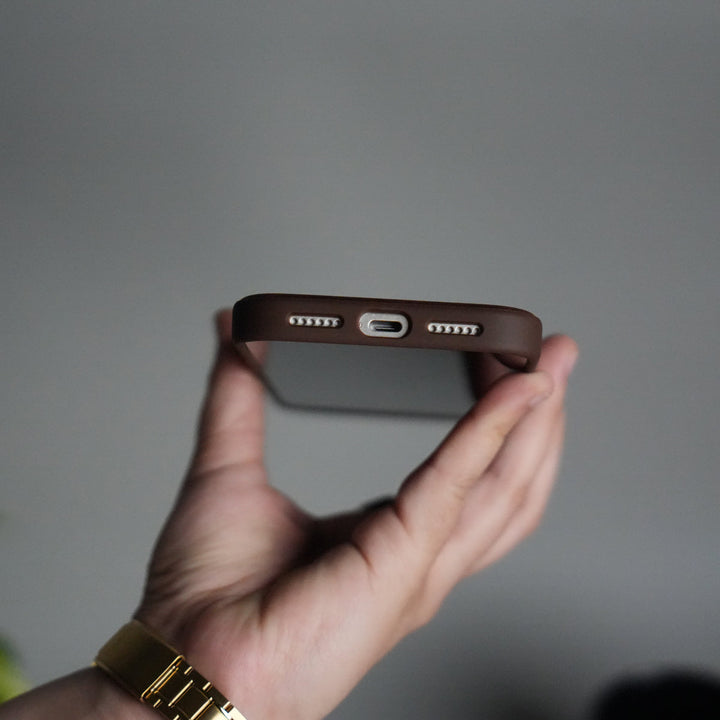 iPhone 17 Pro Max PU Leather Logo Cut Plain Case Premium Finish Cover